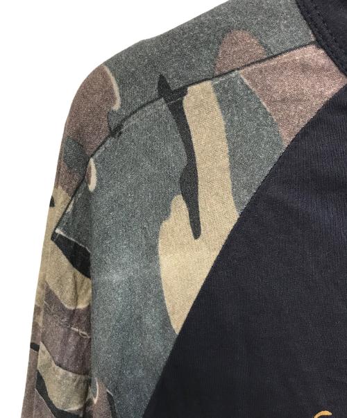 DRIES VAN NOTEN（ドリスヴァンノッテン）DRIES VAN NOTEN (ドリスヴァンノッテン) カモフラ切替ラグランカットソー ネイビー サイズ:Sの古着・服飾アイテム