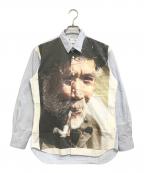 COMME des GARCONS SHIRTコムデギャルソンシャツ）の古着「人物プリントストライプシャツ」｜ブルー