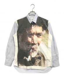 COMME des GARCONS SHIRT（コムデギャルソンシャツ）の古着「人物プリントストライプシャツ」｜ブルー