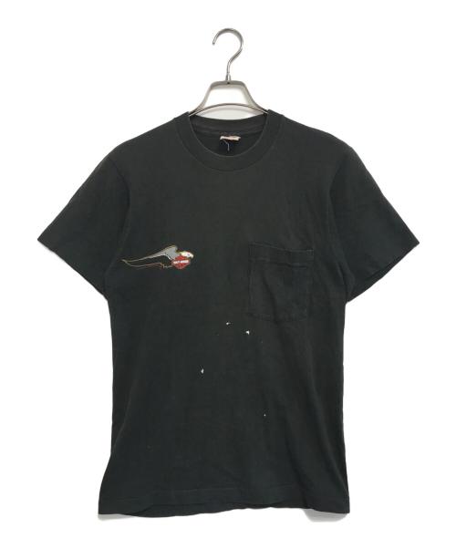 モーターサイクルTシャツ（モーターサイクルTシャツ）モーターサイクルTシャツ (モーターサイクルTシャツ) 80s HARLEY DAVIDSON(ハーレーダビッドソン) モーターサイクルTシャツ ブラック サイズ:Mの古着・服飾アイテム