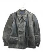 VINTAGEヴィンテージ）の古着「レザーカーコート」｜ブラック