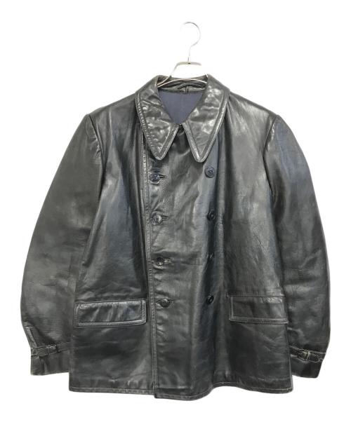 VINTAGE（ヴィンテージ）VINTAGE (ヴィンテージ) レザーカーコート ブラック サイズ:表記なしの古着・服飾アイテム