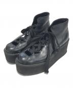 Yohji Yamamoto FEMMEヨウジヤマモトファム）の古着「プラットフォームカッティングレザーブーツ」｜ブラック