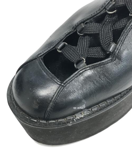 Yohji Yamamoto FEMME（ヨウジヤマモトファム）Yohji Yamamoto FEMME (ヨウジヤマモトファム) プラットフォームカッティングレザーブーツ ブラック サイズ:Lの古着・服飾アイテム