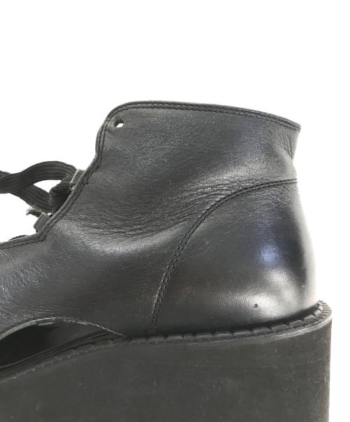 Yohji Yamamoto FEMME（ヨウジヤマモトファム）Yohji Yamamoto FEMME (ヨウジヤマモトファム) プラットフォームカッティングレザーブーツ ブラック サイズ:Lの古着・服飾アイテム