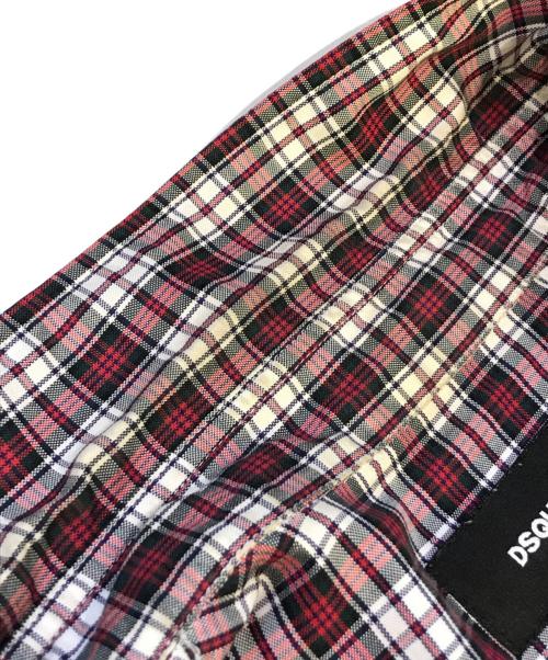 DSQUARED2（ディースクエアード）DSQUARED2 (ディースクエアード) 半袖チェックシャツ レッド サイズ:44の古着・服飾アイテム