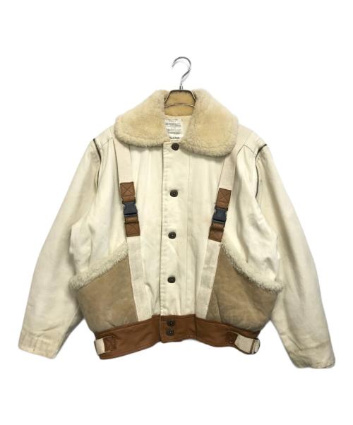 ALJEANO SE'RIE LIMTE'E（ALJEANO SE'RIE LIMTE'E）ALJEANO SE'RIE LIMTE'E (ALJEANO SE'RIE LIMTE'E) キャンバス・ムートン切替コンバーチブルジャケット ベージュ サイズ:Lの古着・服飾アイテム