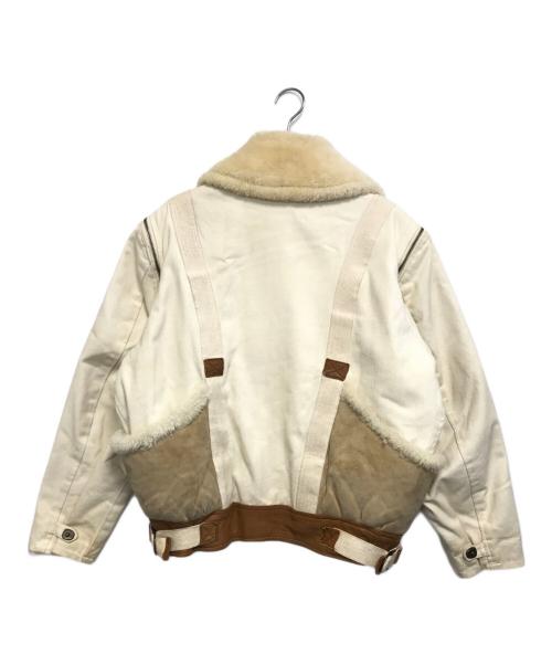ALJEANO SE'RIE LIMTE'E（ALJEANO SE'RIE LIMTE'E）ALJEANO SE'RIE LIMTE'E (ALJEANO SE'RIE LIMTE'E) キャンバス・ムートン切替コンバーチブルジャケット ベージュ サイズ:Lの古着・服飾アイテム