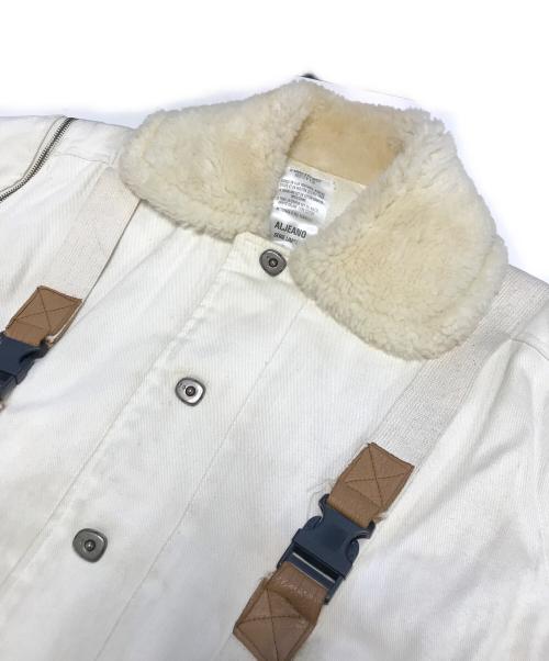 ALJEANO SE'RIE LIMTE'E（ALJEANO SE'RIE LIMTE'E）ALJEANO SE'RIE LIMTE'E (ALJEANO SE'RIE LIMTE'E) キャンバス・ムートン切替コンバーチブルジャケット ベージュ サイズ:Lの古着・服飾アイテム