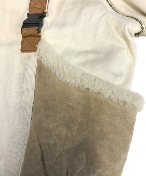 ALJEANO SE'RIE LIMTE'E（ALJEANO SE'RIE LIMTE'E）ALJEANO SE'RIE LIMTE'E (ALJEANO SE'RIE LIMTE'E) キャンバス・ムートン切替コンバーチブルジャケット ベージュ サイズ:Lの古着・服飾アイテム