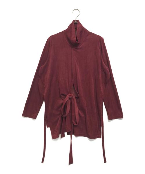 Jean Paul Gaultier FEMME（ジャンポールゴルチエ フェム）Jean Paul Gaultier FEMME (ジャンポールゴルチエ フェム) プルオーバーベロアシャツ レッド サイズ:40の古着・服飾アイテム