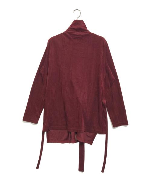 Jean Paul Gaultier FEMME（ジャンポールゴルチエ フェム）Jean Paul Gaultier FEMME (ジャンポールゴルチエ フェム) プルオーバーベロアシャツ レッド サイズ:40の古着・服飾アイテム