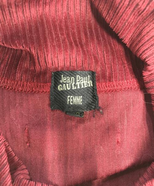 Jean Paul Gaultier FEMME（ジャンポールゴルチエ フェム）Jean Paul Gaultier FEMME (ジャンポールゴルチエ フェム) プルオーバーベロアシャツ レッド サイズ:40の古着・服飾アイテム