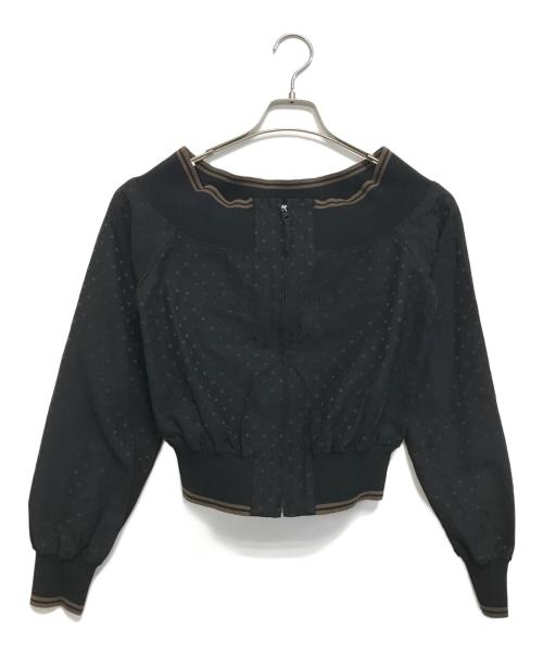 Jean Paul Gaultier FEMME（ジャンポールゴルチエ フェム）Jean Paul Gaultier FEMME (ジャンポールゴルチエ フェム) ドット柄ジップアップジャケット ブラック サイズ:40の古着・服飾アイテム