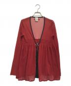 Jean Paul Gaultier FEMMEジャンポールゴルチエ フェム）の古着「パワーネット装飾ブラウス」｜レッド