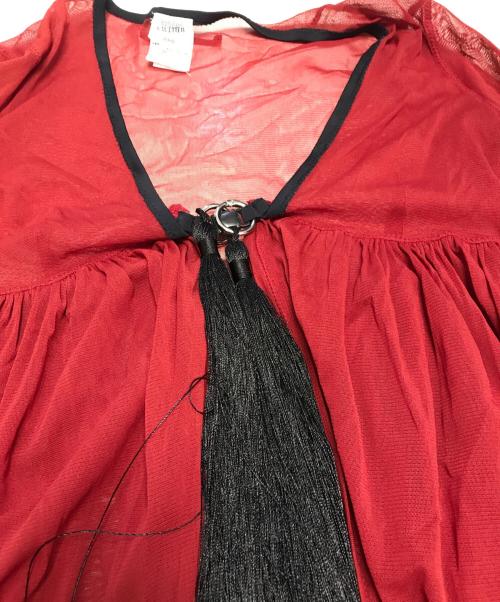 Jean Paul Gaultier FEMME（ジャンポールゴルチエ フェム）Jean Paul Gaultier FEMME (ジャンポールゴルチエ フェム) パワーネット装飾ブラウス レッド サイズ:40の古着・服飾アイテム