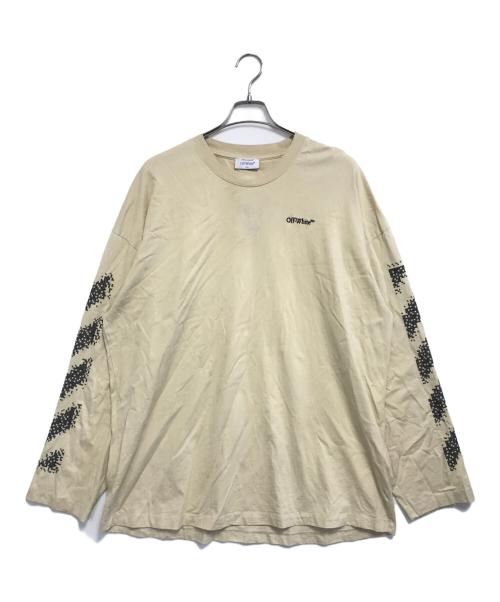 OFFWHITE（オフホワイト）OFFWHITE (オフホワイト) ミニロゴプリント長袖カットソー ベージュ サイズ:Lの古着・服飾アイテム