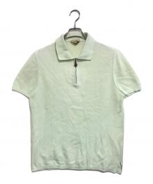 HERMES（エルメス）の古着「レザーストラップハーフジップポロシャツ」｜ホワイト