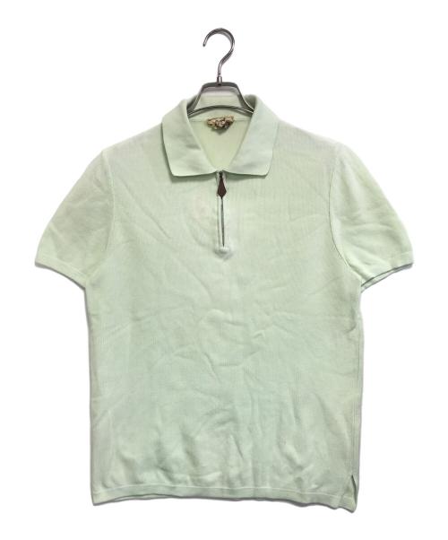 HERMES（エルメス）HERMES (エルメス) レザーストラップハーフジップポロシャツ ホワイト サイズ:Mの古着・服飾アイテム
