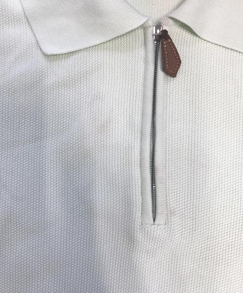 HERMES（エルメス）HERMES (エルメス) レザーストラップハーフジップポロシャツ ホワイト サイズ:Mの古着・服飾アイテム