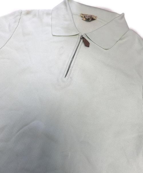 HERMES（エルメス）HERMES (エルメス) レザーストラップハーフジップポロシャツ ホワイト サイズ:Mの古着・服飾アイテム
