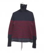 MONCLERモンクレール）の古着「ボーダータートルネックニット」｜ネイビー