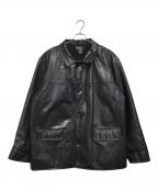 POLO RALPH LAURENポロ・ラルフローレン）の古着「レザーカーコート」｜ブラック