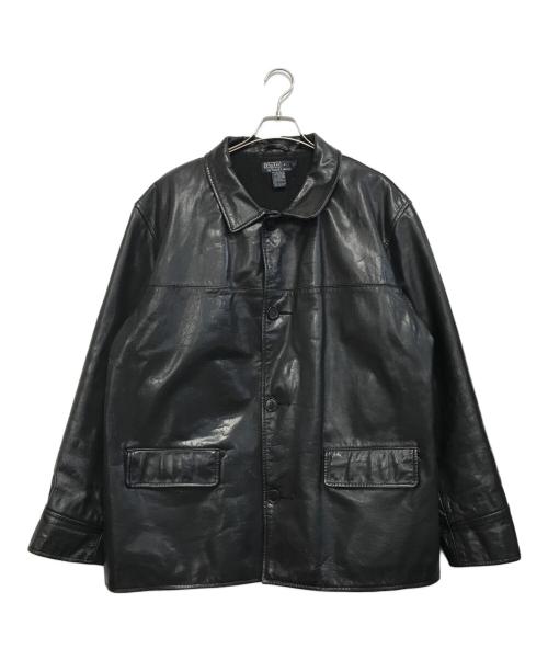 POLO RALPH LAUREN（ポロ・ラルフローレン）POLO RALPH LAUREN (ポロ・ラルフローレン) レザーカーコート ブラック サイズ:XLの古着・服飾アイテム