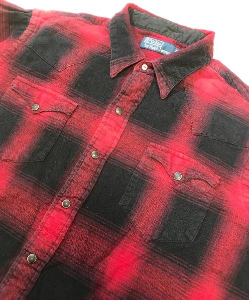 POLO RALPH LAUREN（ポロ・ラルフローレン）POLO RALPH LAUREN (ポロ・ラルフローレン) オンブレチェックウエスタンネルシャツ レッド サイズ:XLの古着・服飾アイテム