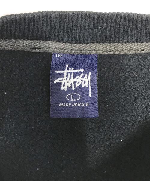 stussy（ステューシー）stussy (ステューシー) デカロゴ両面プリントスウェット ブラック サイズ:Lの古着・服飾アイテム