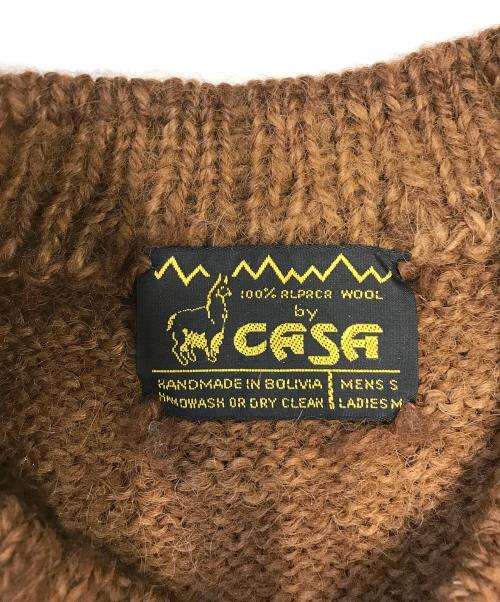 CASA（カーサ）CASA (カーサ) アルパカ混ボーダーニット カーキ サイズ:Sの古着・服飾アイテム