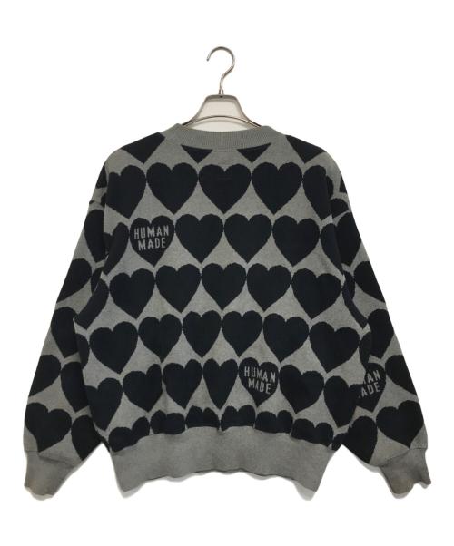 HUMAN MADE（ヒューマンメイド）HUMAN MADE (ヒューマンメイド) ハート柄ニット グレー サイズ:Mの古着・服飾アイテム
