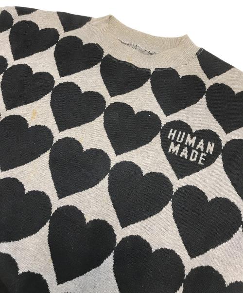 HUMAN MADE（ヒューマンメイド）HUMAN MADE (ヒューマンメイド) ハート柄ニット グレー サイズ:Mの古着・服飾アイテム
