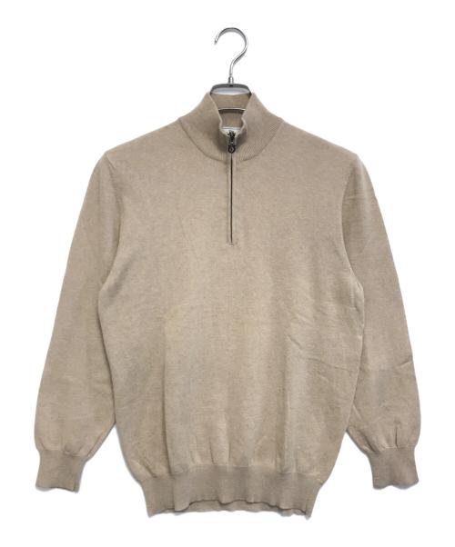 Salvatore Ferragamo（サルヴァトーレ フェラガモ）Salvatore Ferragamo (サルヴァトーレ フェラガモ) カシミヤ混ハーフジップニット ベージュ サイズ:Sの古着・服飾アイテム