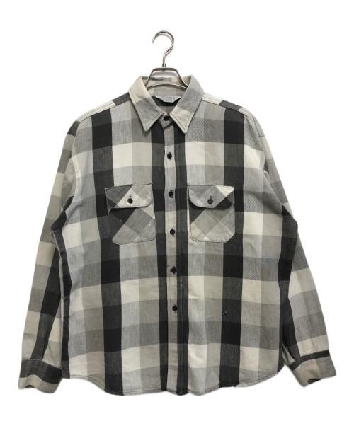 FIVE BROTHER（ファイブブラザー）FIVE BROTHER (ファイブブラザー) チェックネルシャツ ホワイト×ブラック サイズ:XLの古着・服飾アイテム