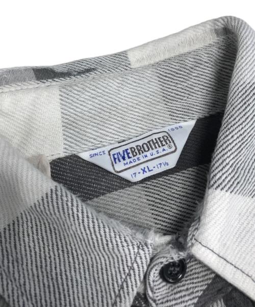 FIVE BROTHER（ファイブブラザー）FIVE BROTHER (ファイブブラザー) チェックネルシャツ ホワイト×ブラック サイズ:XLの古着・服飾アイテム