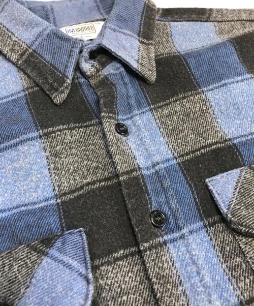 FIVE BROTHER（ファイブブラザー）FIVE BROTHER (ファイブブラザー) チェックネルシャツ ブルー×ブラック サイズ:Lの古着・服飾アイテム