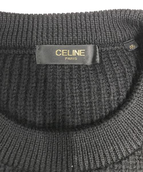 CELINE（セリーヌ）CELINE (セリーヌ) レザーパッチニット ブラック サイズ:46の古着・服飾アイテム