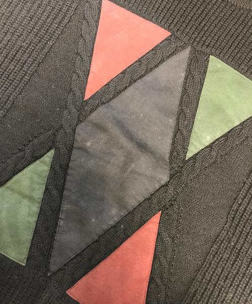 CELINE（セリーヌ）CELINE (セリーヌ) レザーパッチニット ブラック サイズ:46の古着・服飾アイテム