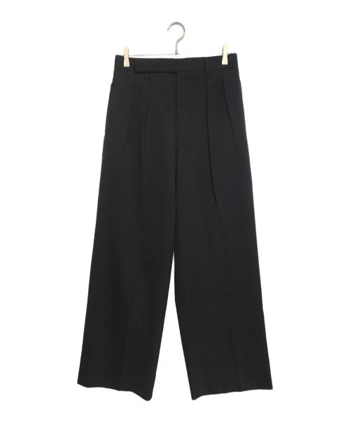 Yohji Yamamoto pour homme（ヨウジヤマモト プールオム）Yohji Yamamoto pour homme (ヨウジヤマモト プールオム) ウールギャバ2タックワイドスラックス ブラック サイズ:3の古着・服飾アイテム