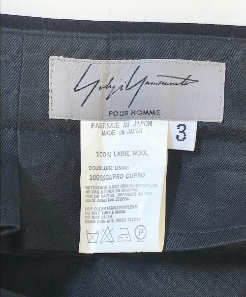 Yohji Yamamoto pour homme（ヨウジヤマモト プールオム）Yohji Yamamoto pour homme (ヨウジヤマモト プールオム) ウールギャバ2タックワイドスラックス ブラック サイズ:3の古着・服飾アイテム