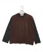 COMME des GARCONS SHIRTコムデギャルソンシャツ）の古着「異素材切替ロールネックニット」｜ブラウン×グレー