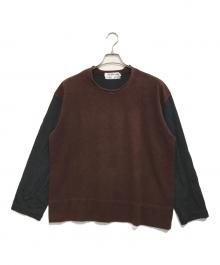 COMME des GARCONS SHIRT（コムデギャルソンシャツ）の古着「異素材切替ロールネックニット」｜ブラウン×グレー
