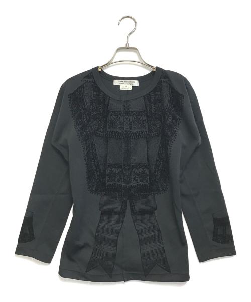 COMME des GARCONS COMME des GARCONS（コムデギャルソン コムデギャルソン）COMME des GARCONS COMME des GARCONS (コムデギャルソン コムデギャルソン) ベロア装飾フリルスウェット ブラック サイズ:Sの古着・服飾アイテム