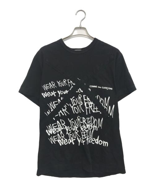 COMME des GARCONS HOMME PLUS（コムデギャルソンオムプリュス）COMME des GARCONS HOMME PLUS (コムデギャルソンオムプリュス) メッセージカットッソー ブラック サイズ:Lの古着・服飾アイテム