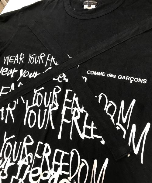 COMME des GARCONS HOMME PLUS（コムデギャルソンオムプリュス）COMME des GARCONS HOMME PLUS (コムデギャルソンオムプリュス) メッセージカットッソー ブラック サイズ:Lの古着・服飾アイテム
