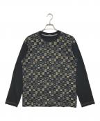 COMME des GARCONS HOMMEコムデギャルソン オム）の古着「刺繍切替L/Sカットソー」｜ブラック