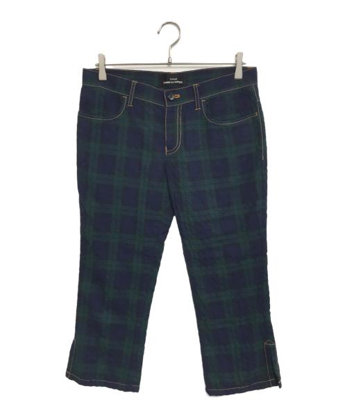 tricot COMME des GARCONS（トリココムデギャルソン）tricot COMME des GARCONS (トリココムデギャルソン) 縮絨チェックパンツ グリーン サイズ:Sの古着・服飾アイテム