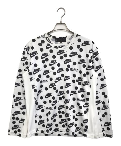 BLACK COMME des GARCONS（ブラックコムデギャルソン）BLACK COMME des GARCONS (ブラックコムデギャルソン) NIKE (ナイキ) ロゴドットL/Sカットソー ホワイト サイズ:XLの古着・服飾アイテム