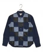 COMME des GARCONS SHIRTコムデギャルソンシャツ）の古着「パッチワークシャツ」｜ネイビー